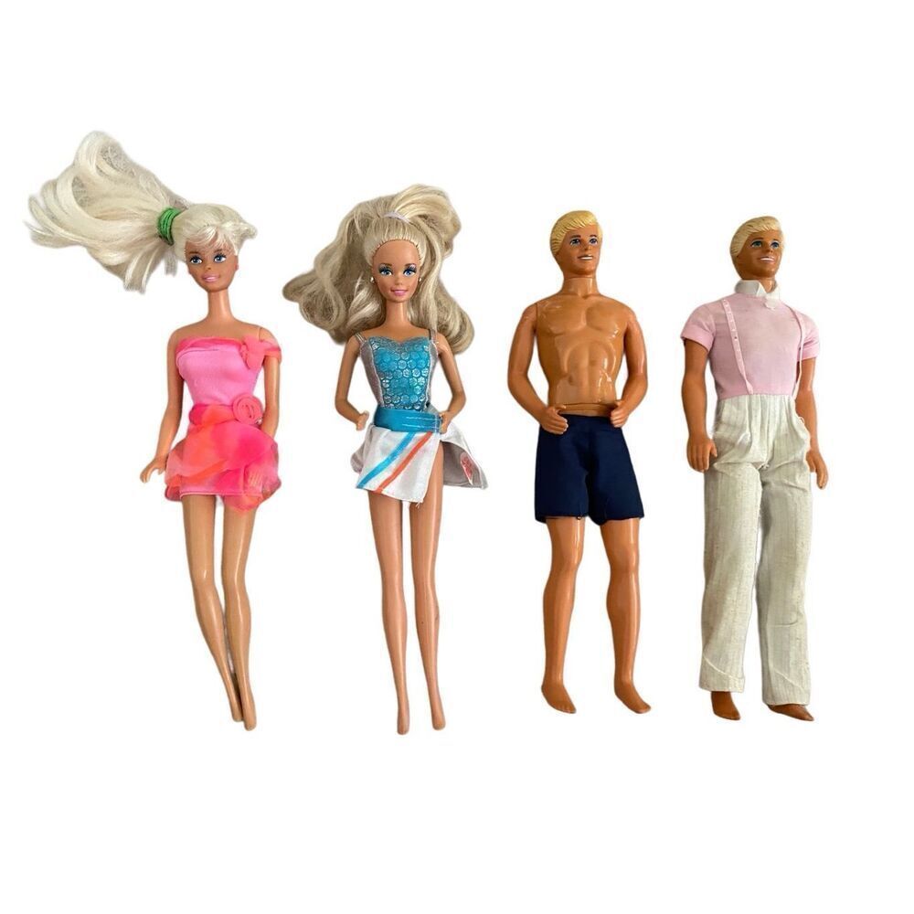 Lot of 4 Vintage Barbie Ken Dolls Mattel Collectibles Nostalgia